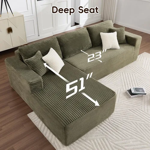Vista 4 de Opiesit - Sofás sin patas de 108" para sala de estar, sofá seccional modular con chaise extragrande, sofá en forma de L tipo nube con asiento