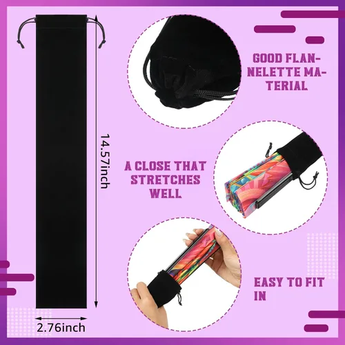 Vista 2 de Windyun 12 bolsas grandes para abanicos, fundas plegables de terciopelo, con cordones, protector de envoltura de regalo para línea, baile, clack