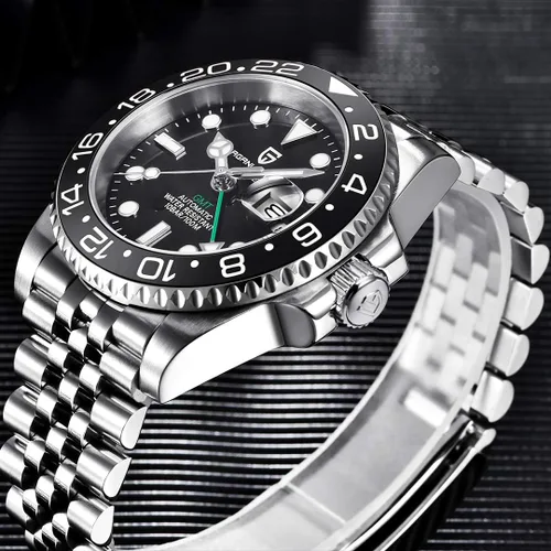 Vista 5 de BY BENYAR Pagani Design Men GMT Automatic Watches-Fashion Stainless Steel Mechanical Watch-Sapphire Glass Lens Watch Men