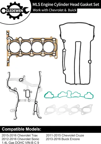 Vista 2 de Kit de juntas de culata 1.4 L para motor, compatible con Chevy Cruze Sonic Trax 2011-2016, Buick Encore # HS26540PT-1, con juntas de cubierta