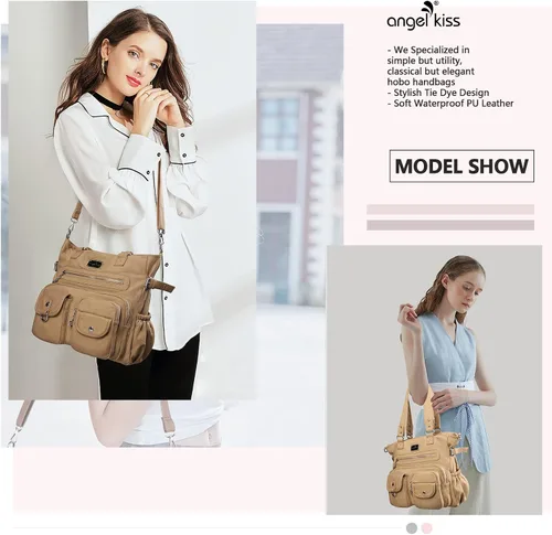 Vista 2 de Angel Kiss Bolsos de mano para mujer, bolsos de cuero sintético PU, bolsos de hombro para mujer, bolsos de bolsillo PU, Bags, Pockets