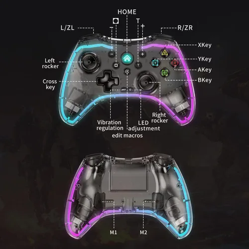 Vista 8 de arVin Mobile Game Controller for iPhoneiPadiOSAndroidTabletPCPS5PS4PS3Switch Transparent Bluetooth Gaming Gamepad Joystick with Phone HolderBack