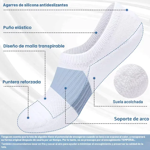 Vista 4 de Toes Home - Calcetines invisibles para mujer, acolchados, de corte bajo, deportivos, forro oculto para tenis, tobillo, invisibles, para correr, 4/6