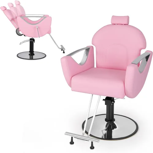 Vista 10 de Giantex Silla de peluquería reclinable, silla de salón para estilista, giratoria de 360 grados, altura ajustable y reposacabezas, bomba hidráulica