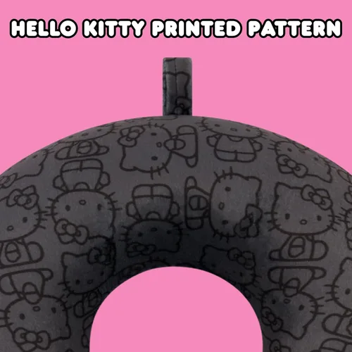 Vista 3 de FUL Hello Kitty - Almohada para el cuello, color negro Accesorios de viaje de espuma viscoelástica para avión, automóvil y oficina, cómodos