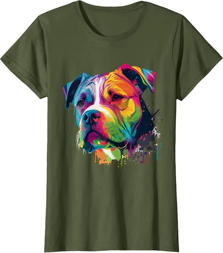 Vista 81 de Colorful American Bulldog American Bully Men Women T-Shirt Asphalt Grey