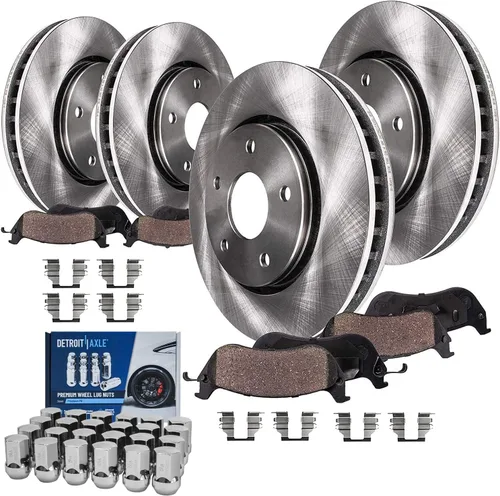 Vista 25 de Detroit Axle - Kit de frenos para Land Rover LR3 2005-2009, Rotores de freno deportivos Range Rover 2006-2009 y pastillas de freno de cerámica 2007