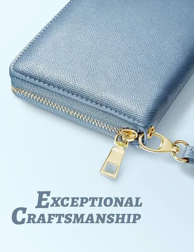 Vista 5 de Yarnic Cartera para mujer con tarjetero para tarjetas de crédito, bolsillos para dinero, correa de pulsera, monedero con bloqueo RFID, gran