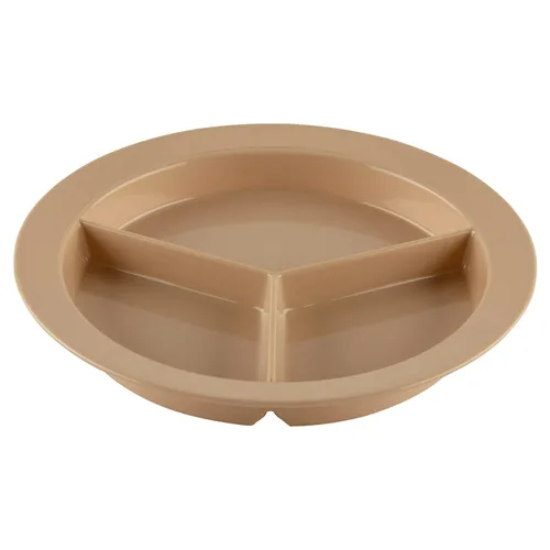 Vista 8 de G.E.T. CP-530-T Tan 9" 3-Compartment Plate, Break Resistant Dishwasher Safe Melamine Plastic, Supermel Collection (Pack of 12)