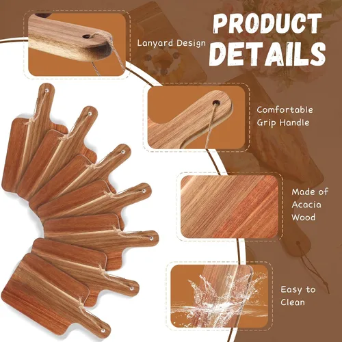 Vista 3 de Geetery 16 Piezas Tablas de Cortar de Madera de Acacia a Granel Tablas de Cortar de Cocina de Madera con Mango Bandeja de Servir Charcutería