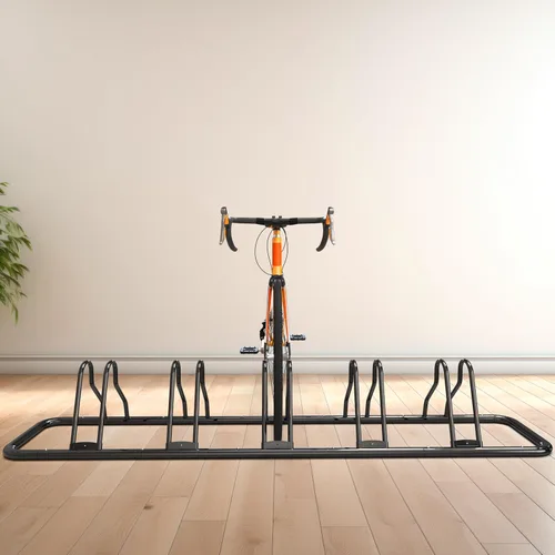 Vista 8 de Simple Houseware - Soporte de almacenamiento ajustable para 5 bicicletas, aparcamiento para suelo, color negro