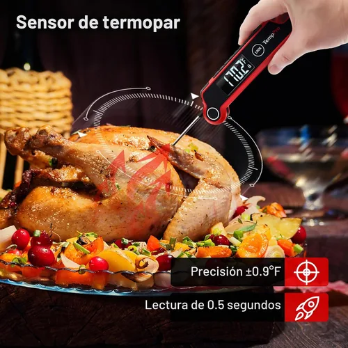 Vista 2 de TempPro TempSwift - Termómetro digital para carne de lectura instantánea Cooking Thermometer with Large Auto-Rotating LCD Display, Waterproof Food