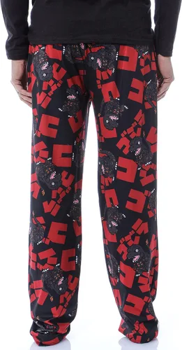 Vista 4 de Godzilla - Pantalones de pijama para hombre, diseño de personajes japoneses y letras japonesas, para adultos