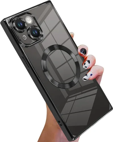 Vista 6 de KANGHAR Funda diseñada para iPhone 12 Pro Magnética Transparente con Protector de Lente de Cámara [Compatible con MagSafe] Diseño de Placado