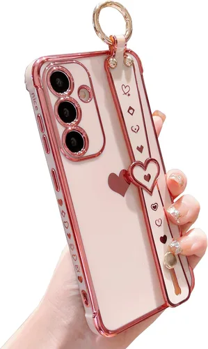 Vista 8 de DEFBSC Funda compatible con Samsung Galaxy S23, con borde galvanizado con correa para la muñeca, protección completa de la cámara, esquinas