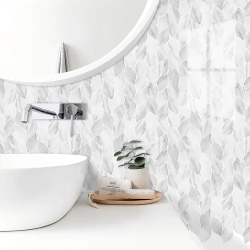 Vista 16 de Tilingview 10 piezas de azulejos de vinilo con diseño de hojas para despegar y pegar para salpicadero de cocina, azulejos autoadhesivos premium