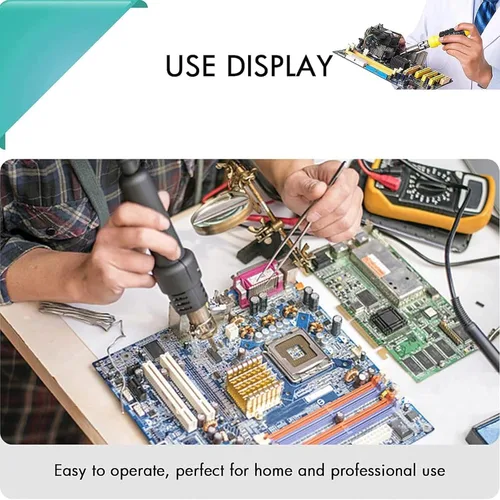Vista 7 de 220V Hot Air Rework Soldering Iron Station Kit, Digital Display, Adjustable Temperature, 2-in-1 Heat Gun and Soldering Iron for Electronic DIY