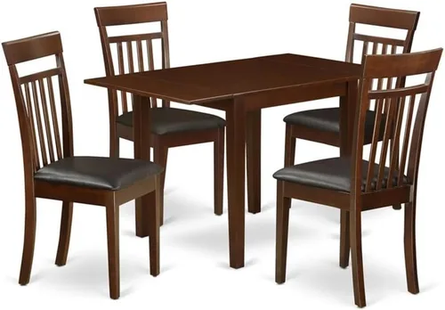 Vista 9 de East West Furniture NDCA3-MAH-LC - Juego de comedor de 3 piezas para espacios pequeños que contiene una mesa de comedor rectangular con gotas y 2