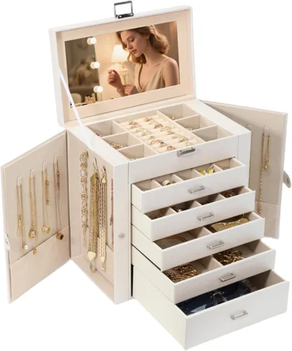 Vista 9 de BOOVO Joyero grande para mujer, organizador de joyas grande