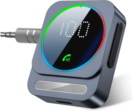 Vista 8 de SONRU Receptor Bluetooth 5.3 para Coche, Adaptador de Audio Inalámbrico para Coche/Estéreo de Casa/Auriculares con Cable/Altavoz, Adaptador Aux Negro