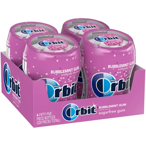 Vista 4 de Orbit Bubblemint Gum, botella de 55 piezas (paquete de 4), goma de mascar sin azúcar