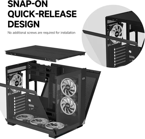 Vista 5 de PCCOOLER C3T500 ARGB Chasis para PC Mid Tower Escritorio Superior para PC Gaming para ATX/M-ATX/ITX con 6 Ventiladores ARGB, Diseño Sin Columnas