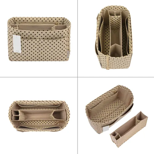 Vista 5 de Organizador de bolso organizador de fieltro con cremallera e inserto inferior cosido ajuste Speedy Neverfull Gracefull bolso 6 tamaños M lunares