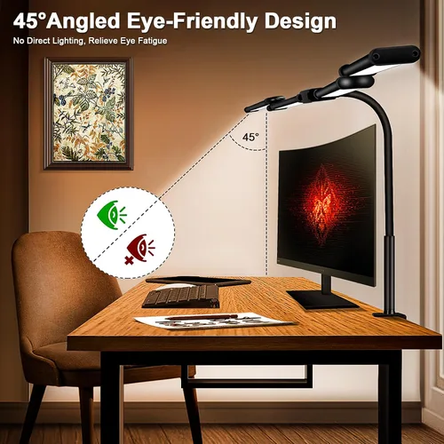Vista 3 de Lámpara de escritorio LED para oficina en casa, lámpara de escritorio de oficina brillante de 24 W con atenuador de escritorio, monitor