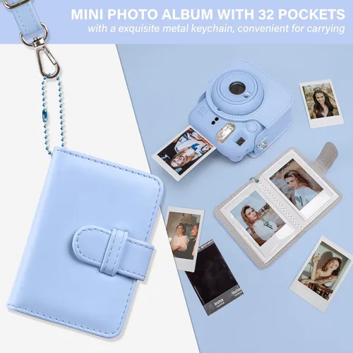 Vista 7 de Fuji Mini 12 - Funda para cámara y álbum de fotos, funda protectora de cuero compatible con cámara instantánea Instax Mini 12 con álbum de fotos