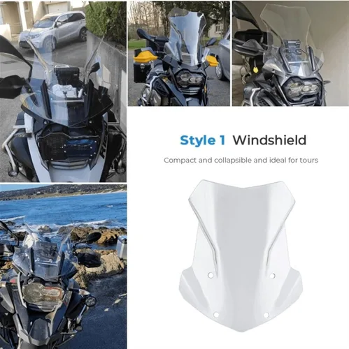 Vista 4 de Windscreen Windshield Wind Shield Screen Protector Parts Compatible with BMW R1200GS R 1200 GS LC R1250GS R1200GS R1250GS ADV Adventure Style1 Black