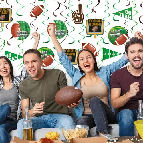 Vista 4 de 30 Piezas de Decoraciones de Fiesta de Fútbol Adorno Colgante en Espiral para Fiesta de Cumpleaños de Fútbol, Día de Juego de Fútbol, Fiesta