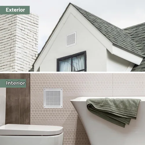 Vista 5 de Vent Systems Cubierta de ventilación de plástico blanco de 10 x 10 pulgadas (tamaño exterior) - Rejillas duraderas de pared y techo con malla