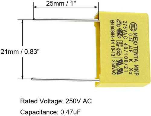 Vista 3 de uxcell Condensadores de seguridad de película de polipropileno 0.47uF 250VAC X2 MKP 5 Pcs