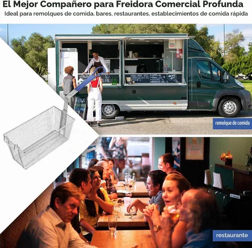 Vista 7 de WeChef - 2 cestas para freidoras profundas con mango antideslizante de 13 x 6 5/16 x 5 7/8 pulgadas