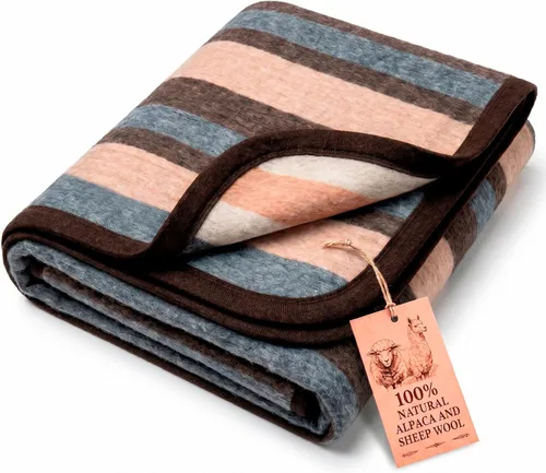 Vista 2 de Desert Breeze Distributing Manta 100% natural de alpaca y lana merina, colección andina, manta tamaño individual, gruesa, suave y cálida, manta