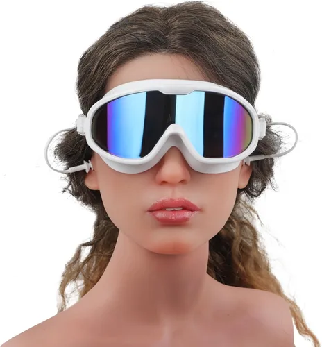 Vista 7 de Gafas de natación con tapones para los oídos, gafas de natación de silicona para adultos, sin fugas, visión amplia, antivaho con protección UV