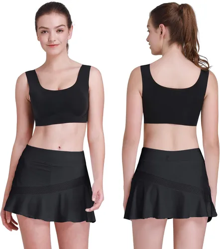 Vista 2 de CAMELSPORTS Falda deportiva deportiva casual para mujer, plisada, para tenis, golf, correr, entrenamiento, con pantalones cortos integrados