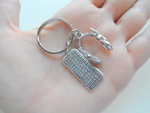 Vista 3 de Llavero de regalo para el personal del centro de llamadas, dije para teclado de computadora y dije de conjunto de cabeza, regalo de agradecimiento
