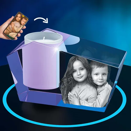 Vista 5 de ArtPix 3D Portavelas de fotos de cristal, regalos personalizados para mujeres, hombres, esposa, marido, mamá, grandes regalos personalizados con tu