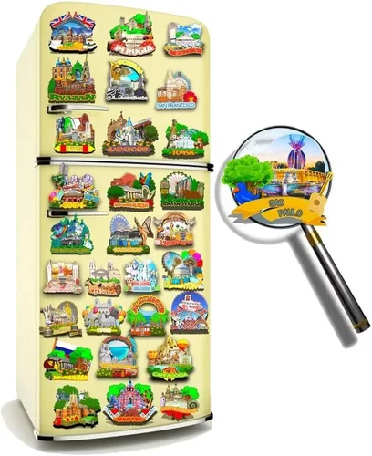 Vista 4 de Imán de Brasil Sao Paulo para nevera de madera 3D, monumentos de viaje, coleccionables, recuerdos, decoración hecha a mano -516