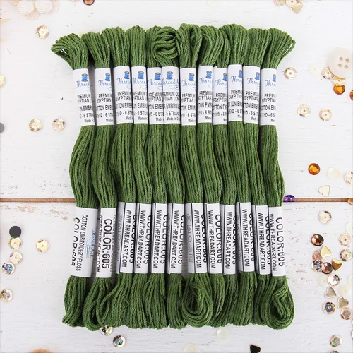 Vista 53 de 12 madejas ThreadArt Premium de hilo de bordar de algodón egipcio de fibra larga Gris antiguo 6 hilos divisibles de 8.75 yardas cada uno