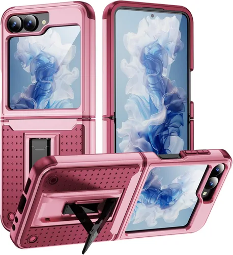 Vista 37 de Jeylly Funda para Samsung Z Flip 3, Z Flip 4, de grado militar, a prueba de golpes, con soporte estable, protección de bisagra, cubierta resistente