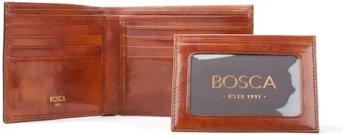 Vista 4 de Bosca Cartera de crédito de cuero antiguo para hombre con contraseña de identificación (ámbar), Ámbar