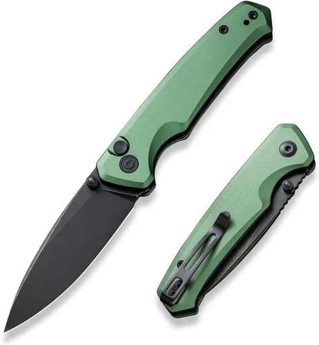 Vista 8 de CIVIVI Cuchillo plegable de bolsillo con bloqueo de botón y abridor de pulgar, mango de aluminio de hoja Nitro-V de 2.97 pulgadas, cuchillo