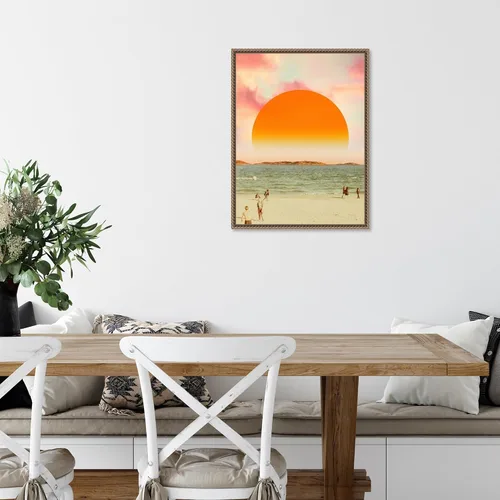Vista 6 de Amanti Art Framed Canvas Wall Art 24x18 Retro Dreamscape II by Victoria Barnes, Framed Wall Art Canvas, Beach Artwork, Traditional Decor, Medium