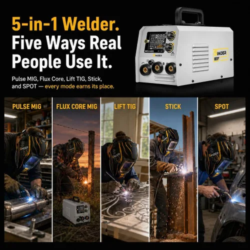 Vista 4 de SSimder 140A 5in1 Soldador, núcleo de flujo/palo/elevación TIG/máquina