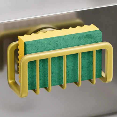 Vista 15 de TAILI Soporte de esponja para fregadero de cocina con ventosa fuerte, organizador de fregadero de aluminio a prueba de óxido, soporte de esponja