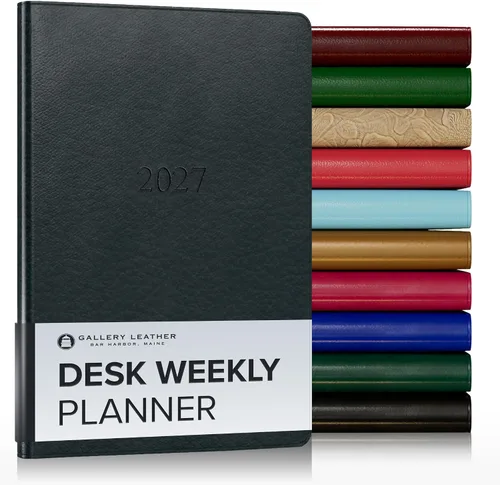 Vista 24 de Gallery Leather Planificador Semanal y Mensual Grande 2025-2026, Calendario Planificador y Cuaderno Elegantemente Encuadernado con Elegantes Bordes