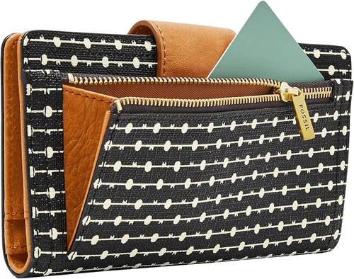 Vista 6 de Fossil - Cartera de piel Logan con lengüeta de bloqueo de interferencia de radiofrecuencia para mujer