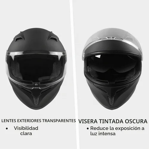Vista 4 de CUTEY Full Face Motorcycle Helmet Lightweight Dual Visor DOT Approved Negro